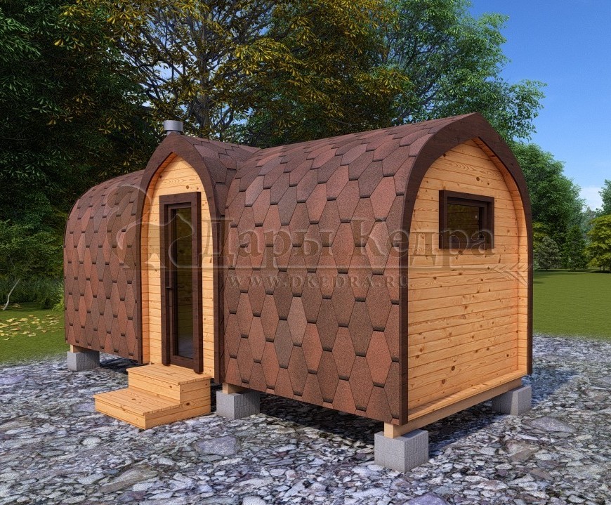Баня «Викинг» из кедра 6х2,35 м с боковым входом